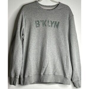 J.Crew B'klyn Crew Neck Sweatshirt Graphic Gray Green Fall 2019 Cursive Label